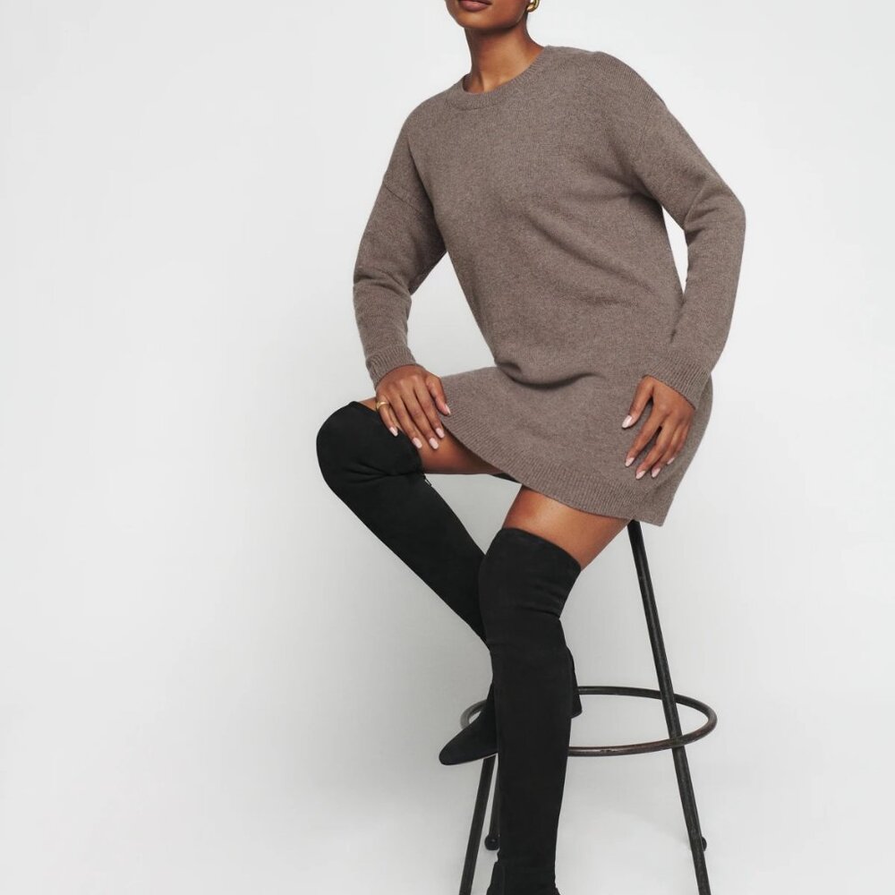 Reformation Henrietta Grey Cashmere Dress Size L